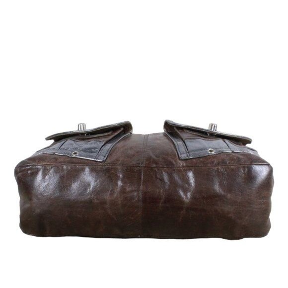 Tano Brown Distressed Leather Purple Lined Silver Trim Hobo Purse Shoulder Bag - Picture 6 of 10